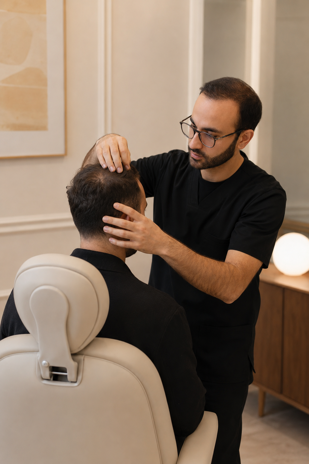 consultation de suivi capillaire avec observation du cuir chevelu
